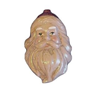 Vintage Santa Claus Hoiday Tree Ornament Hallow Glitter Large 8"